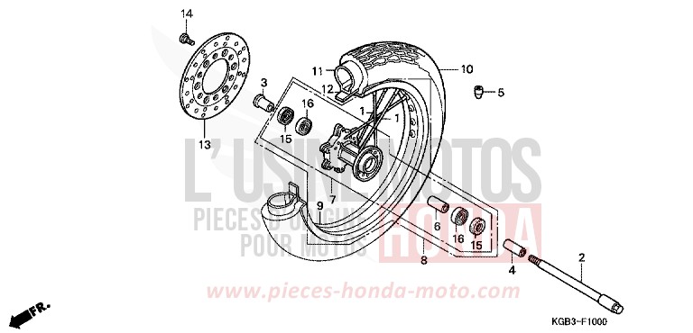 VORDERRAD von Shadow VT125C FUTURE GRAY METALLIC (NH398) von 2000